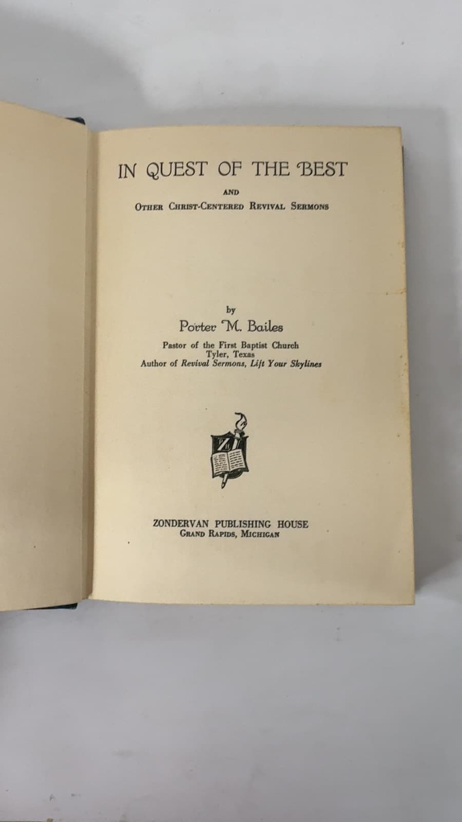 In Quest of the Best... by Porter M. Bailes - title page