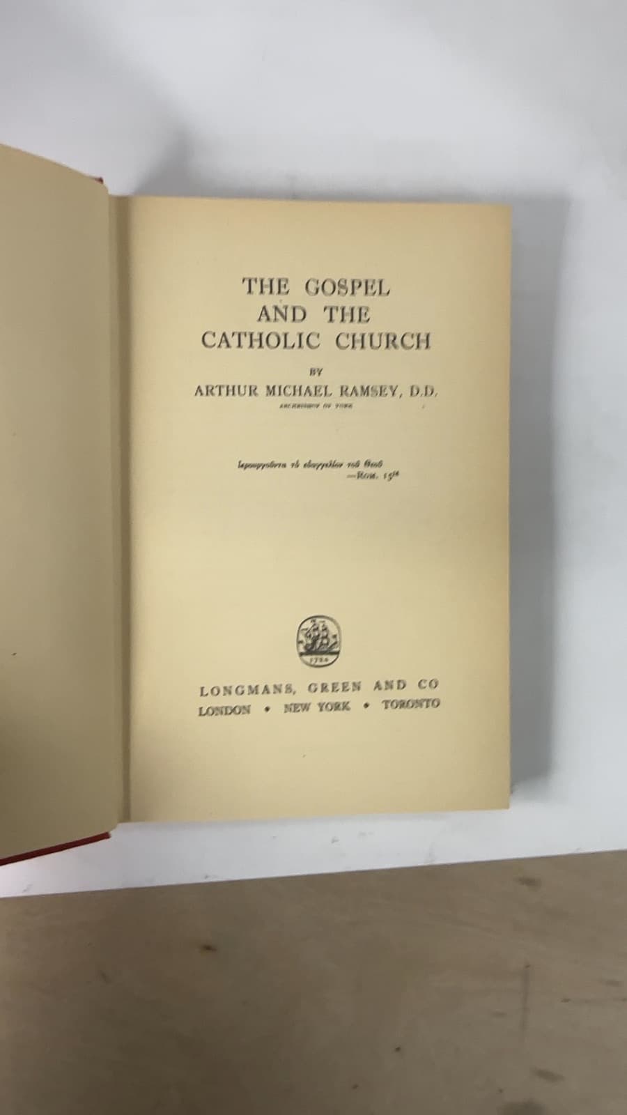 The Gospel and the Catholic Church by Arthur Michael Ramsey - title page
