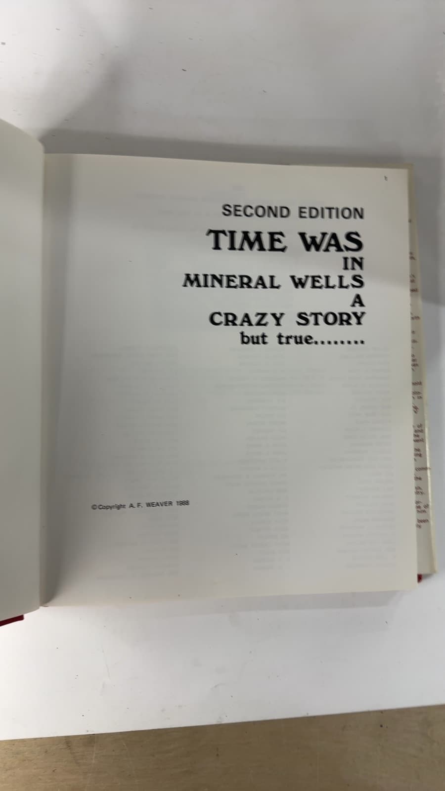 Time Was in Mineral Wells by A. F. Weaver - title page