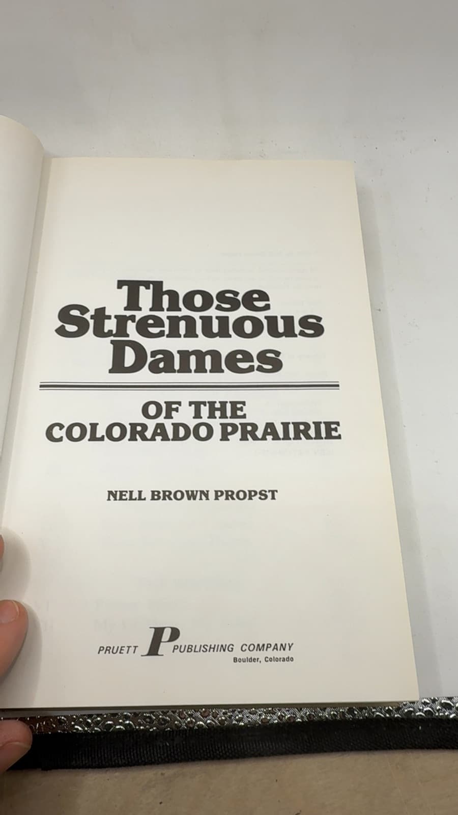Those Strenuous Dames of the Colorado Prairie by Nell Brown Propst - title page