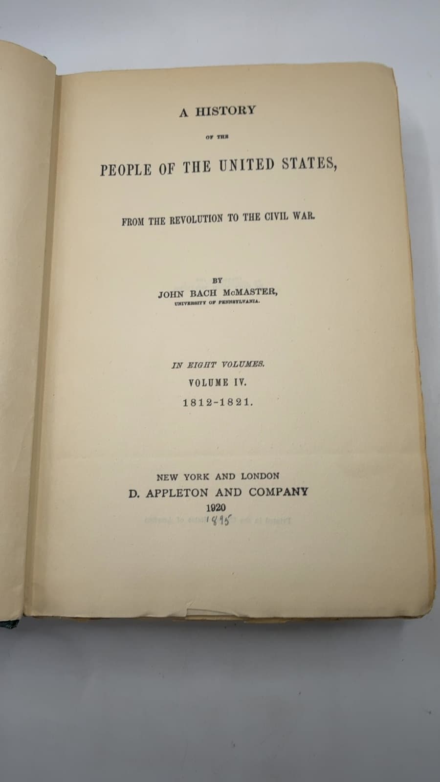 A History of the People of the United States, From the Revolution to the Civil War by John Bach McMaster - title page