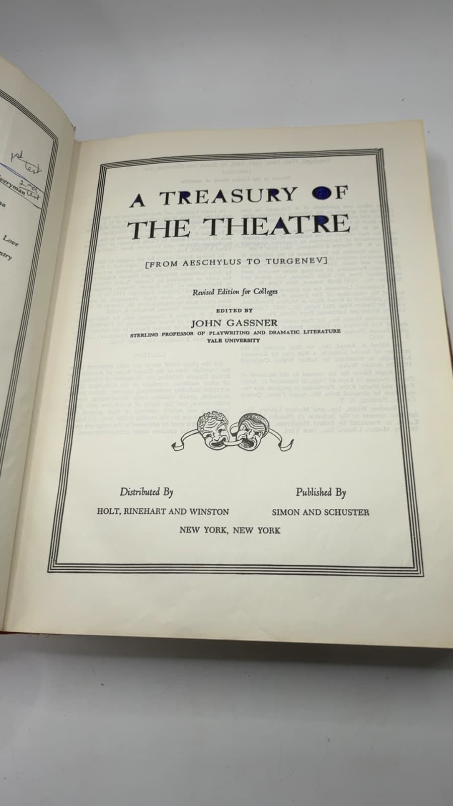 A Treasury of the Theatre by John Gassner - title page