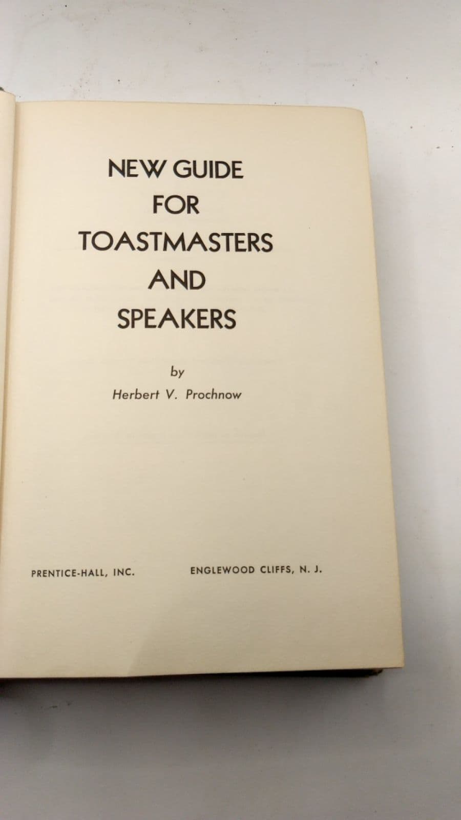 New Guide for Toastmasters and Speakers by Herbert V. Prochnow - title page