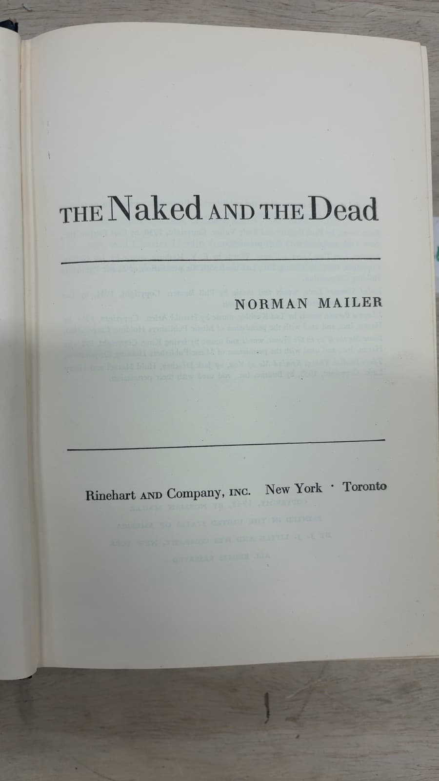 The Naked and the Dead by Norman Mailer - title page
