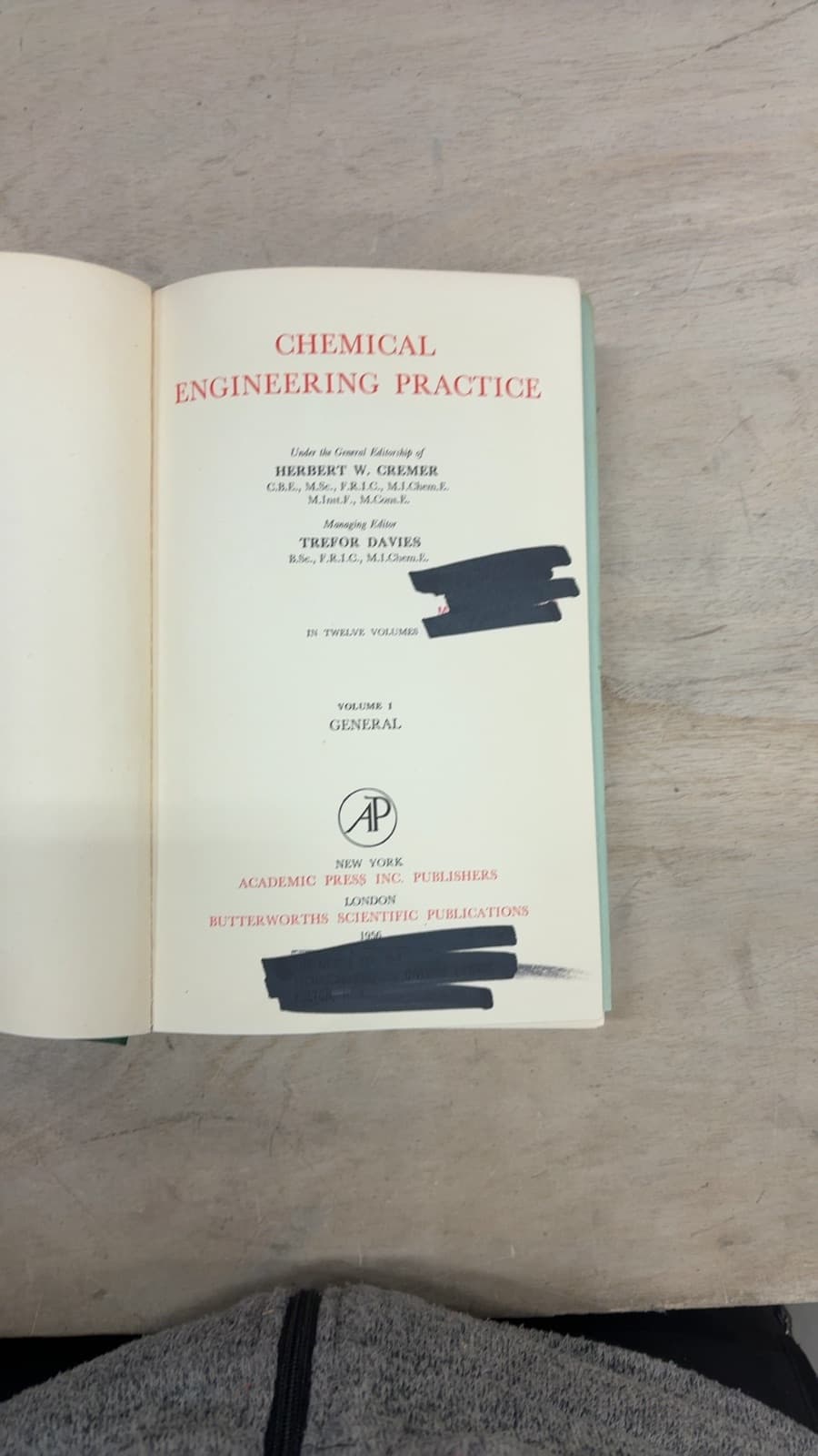 Chemical Engineering Practice vol.1 by Herbert W. Cremer, Trefor Davies - title page