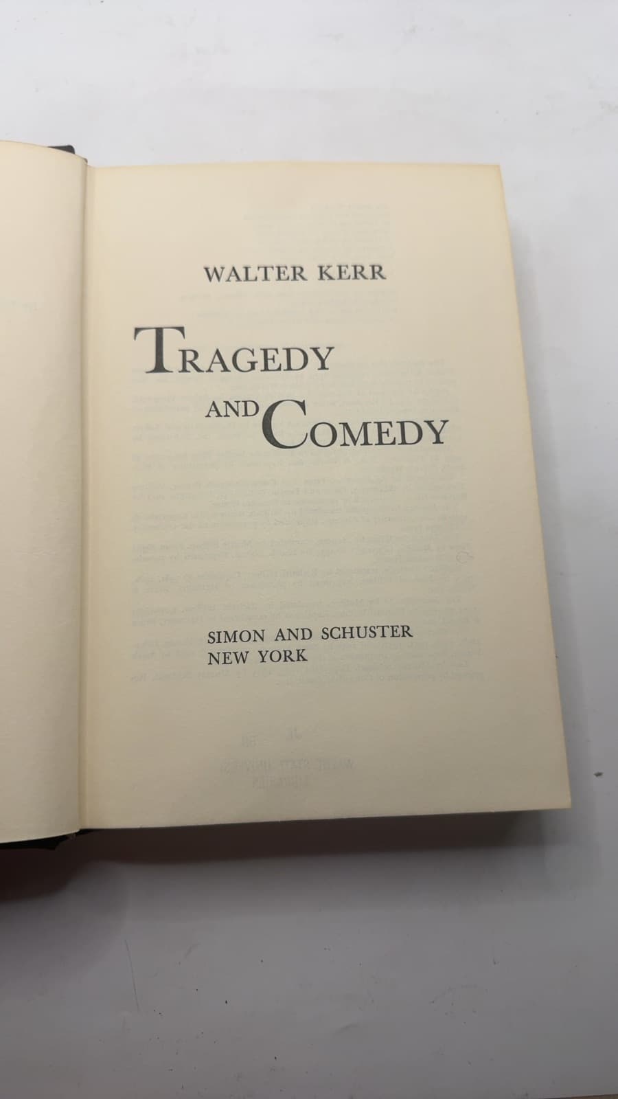 Tragedy and Comedy by Walter Kerr - title page