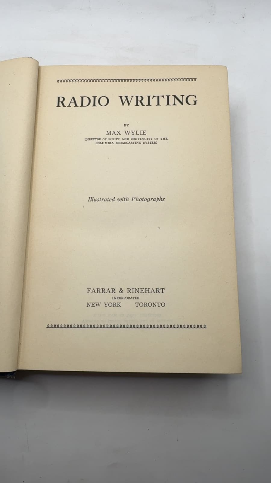 Radio Writing by Max Wylie - title page