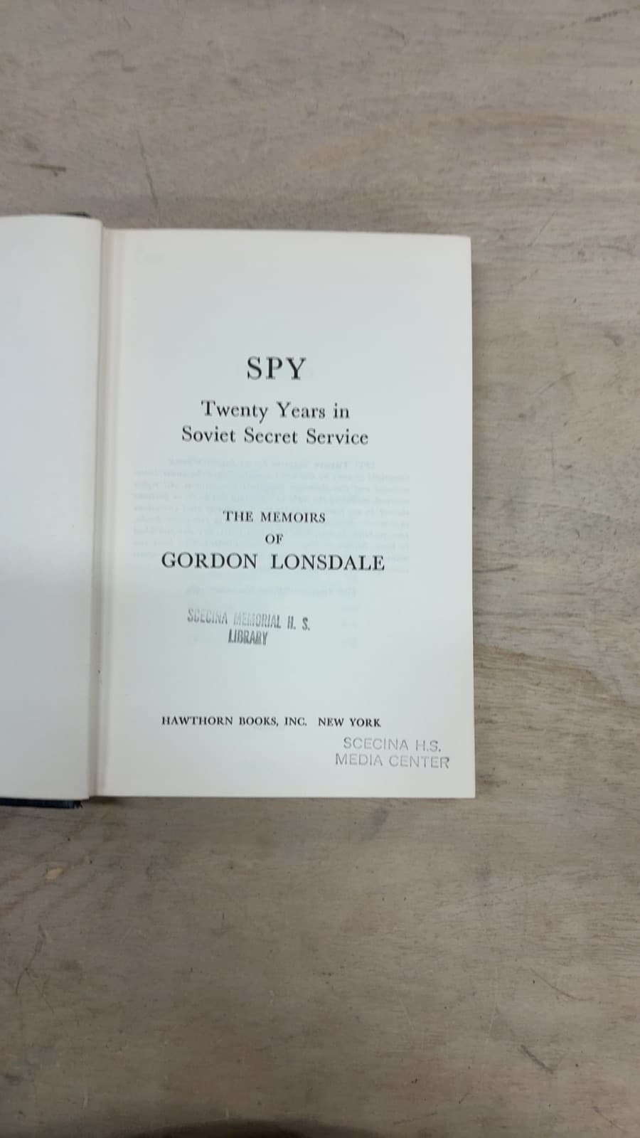 SPY: Twenty Years in Soviet Secret Service by Gordon Lonsdale - title page