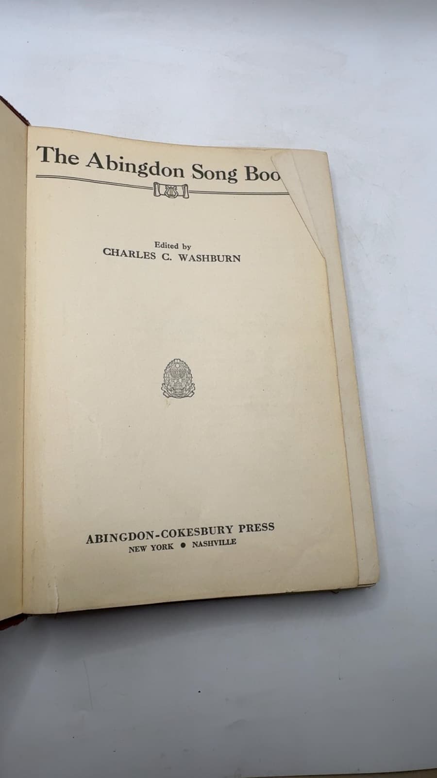 The Abingdon Song Book by Edited by Charles C. Washburn - title page