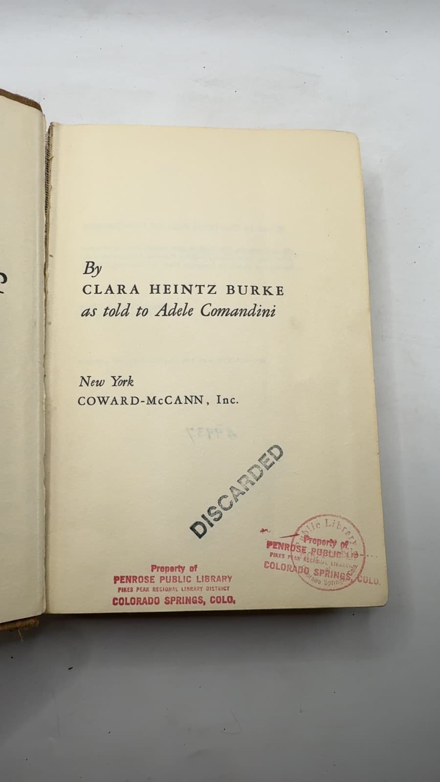 Dr. Hap by Clara Heintz Burke as told to Adele Comandini - title page