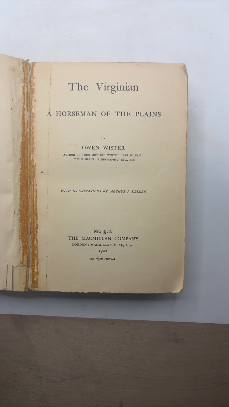 The Virginian by Owen Wister - title page