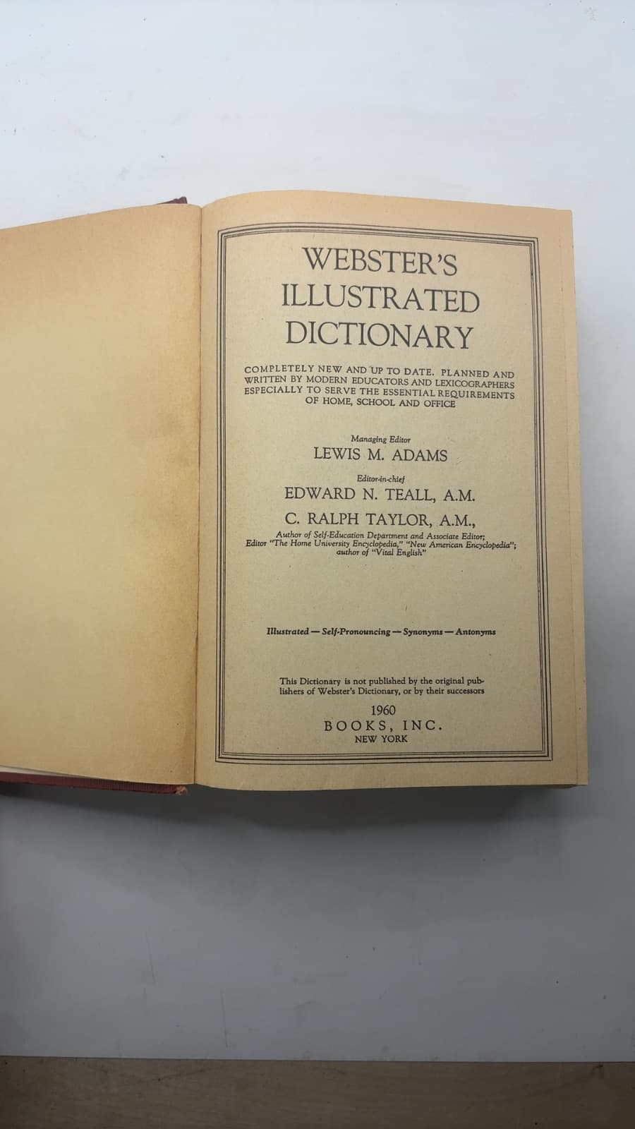 Webster's Illustrated Dictionary by Lewis M. Adams, Edward N. Teall, C. Ralph Taylor - title page