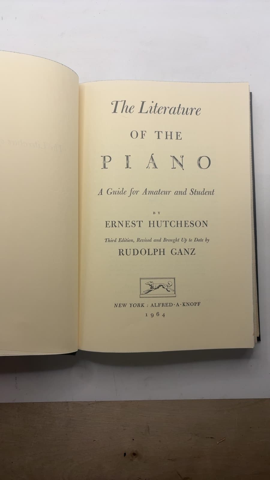 The Literature of the Piano by Ernest Hutcheson, Rudolph Ganz - title page