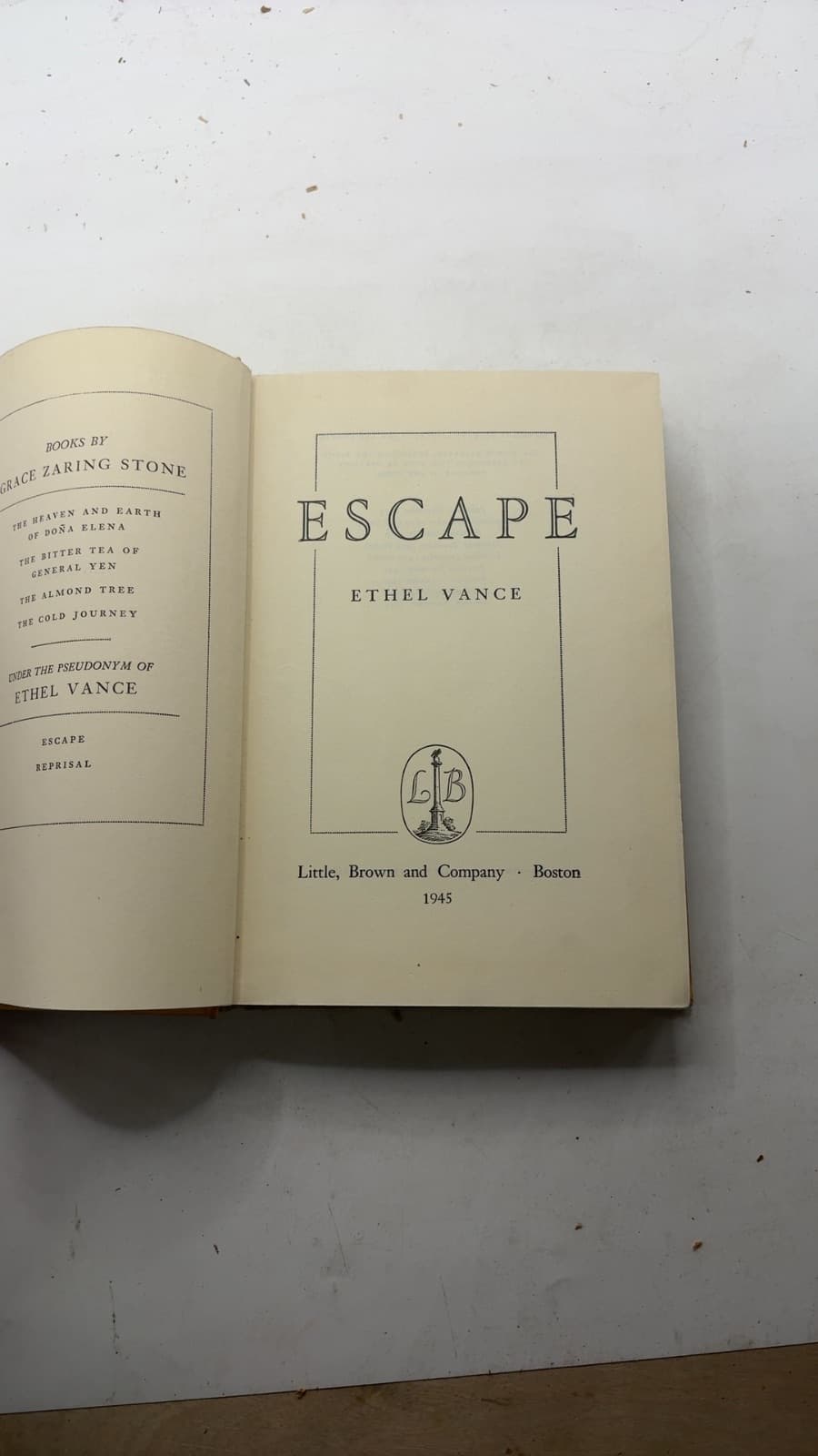 Escape by Ethel Vance - title page