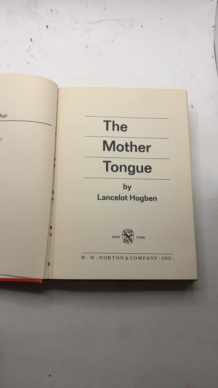 The Mother Tongue by Lancelot Hogben - title page