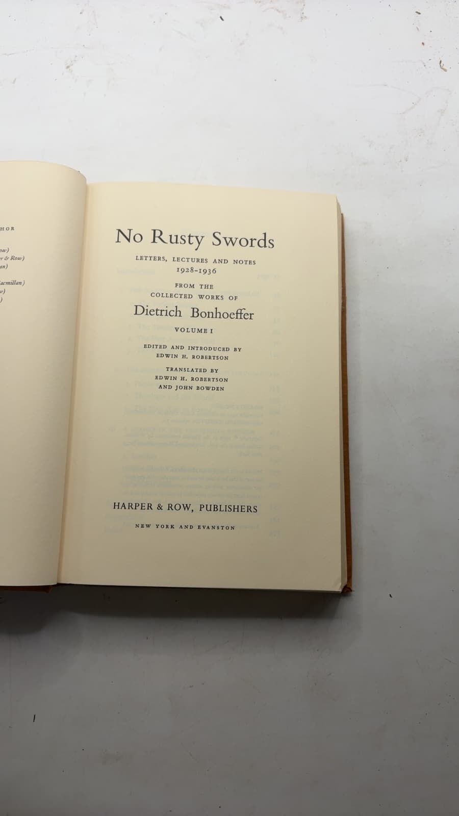No Rusty Swords by Dietrich Bonhoeffer - title page