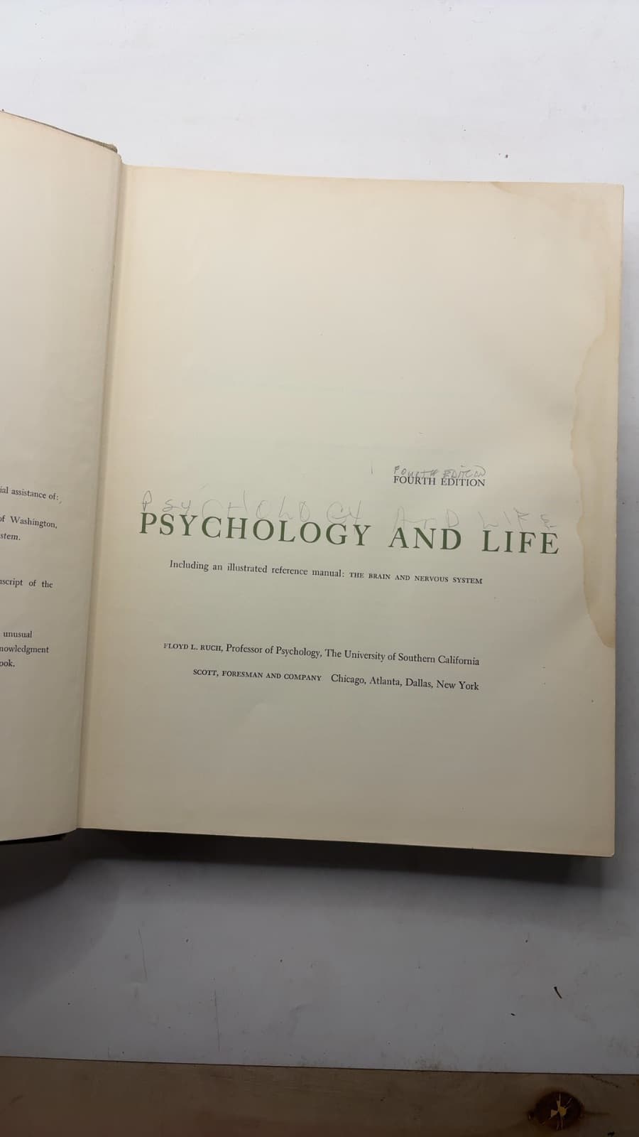 Psychology and Life by Floyd L. Ruch - title page