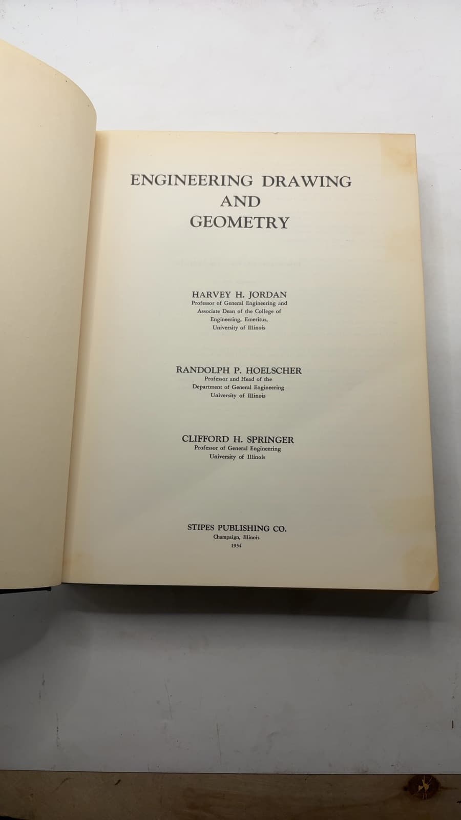 Engineering Drawing and Geometry by Harvey H. Jordan, Randolph P. Hoelscher, Clifford H. Springer - title page