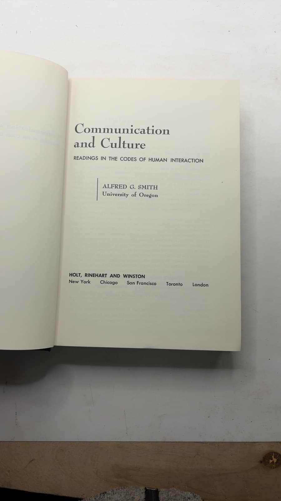 Communication and Culture by Alfred G. Smith - title page