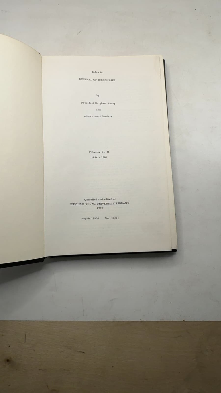 Index to Journal of Discourses by President Brigham Young and other church leaders - title page
