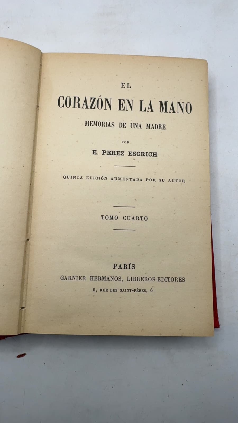 El Corazón en la Mano by E. Perez Escrich - title page