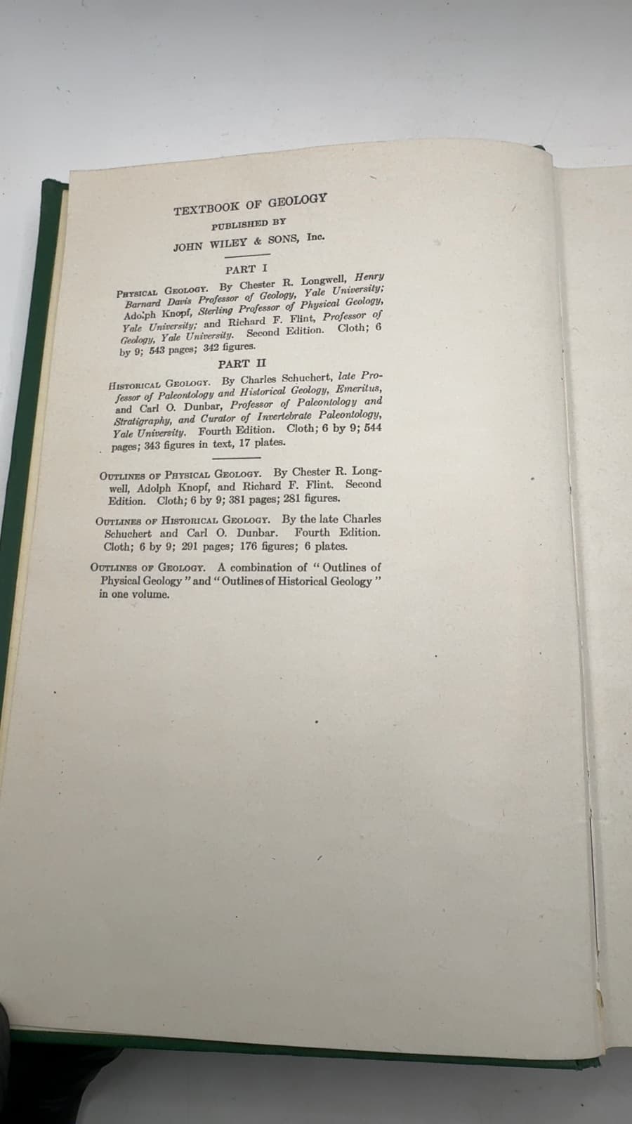 A Textbook of Geology Part I - Physical Geology by Chester R. Longwell, Adolph Knopf, Richard F. Flint - title page