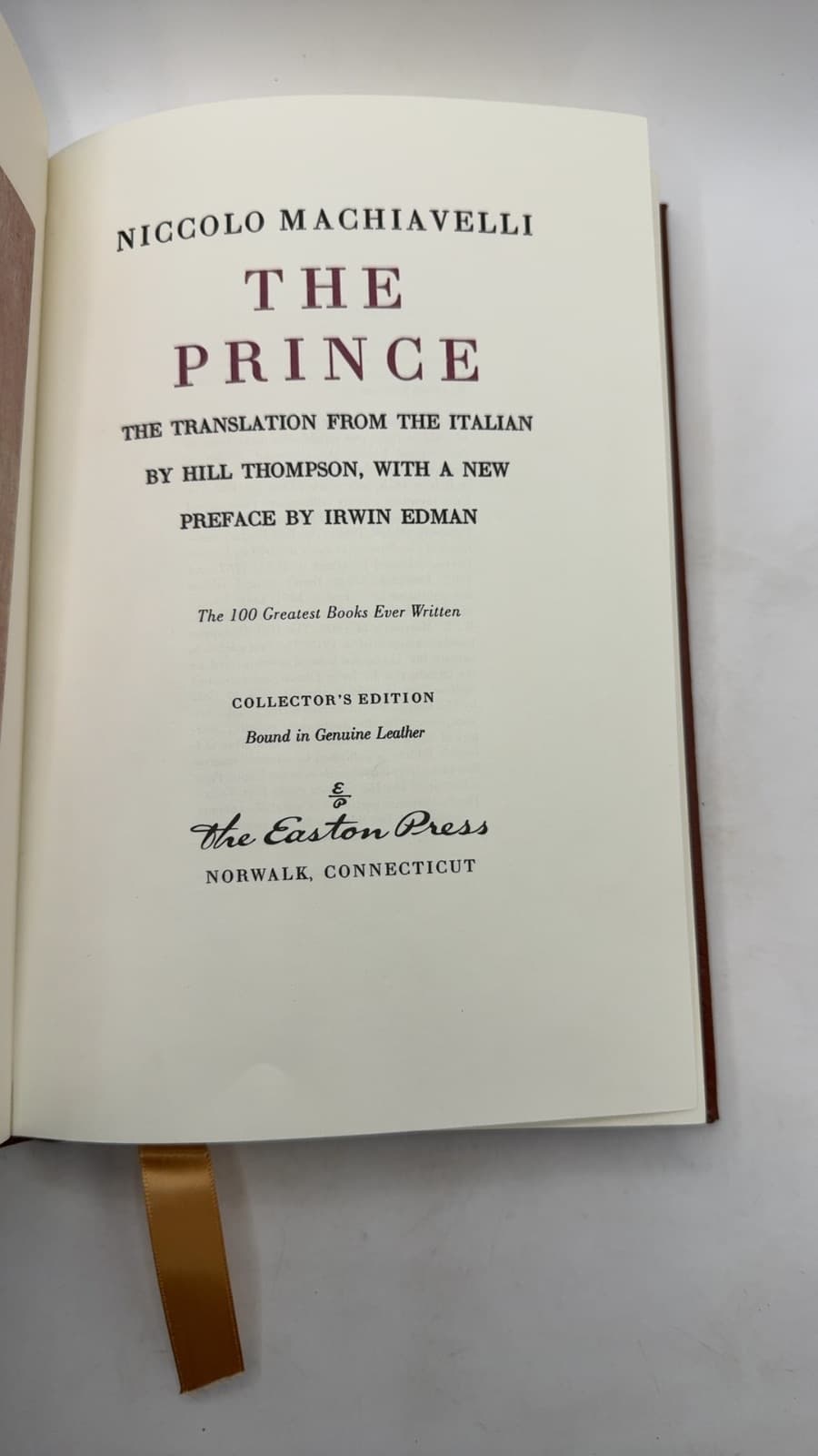 The Prince , Easton Press by Niccolo Machiavelli - title page
