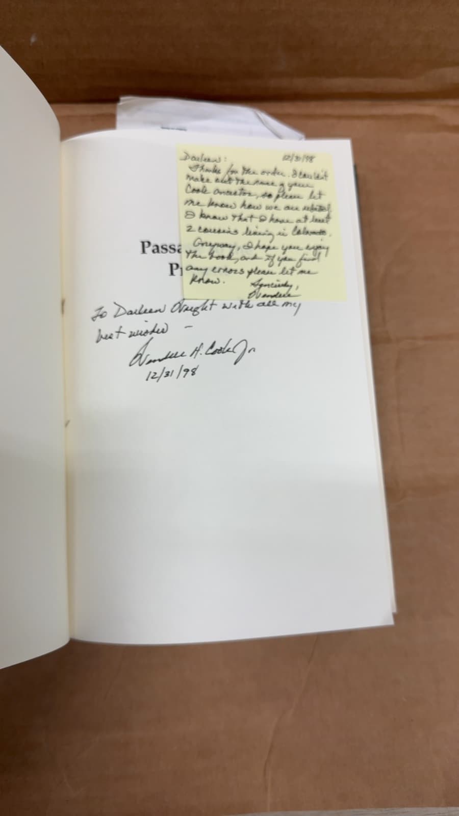 Passage to the Present: The Story of a Southern Family by Wendell H. Cook, Jr. - title page