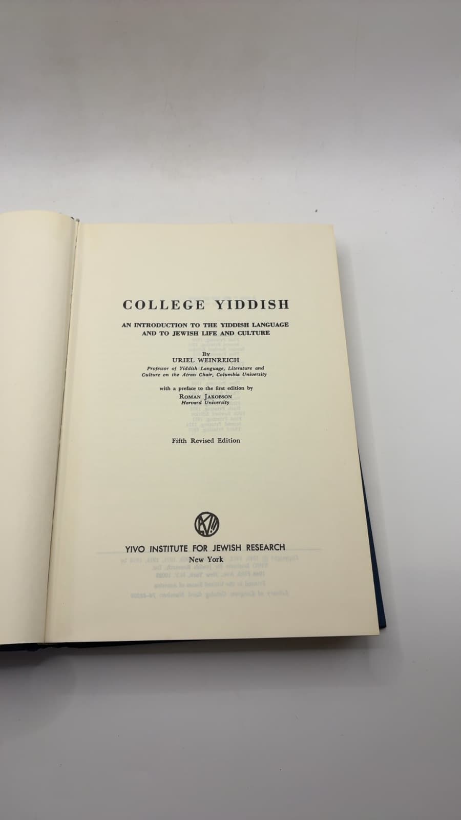 College Yiddish by Uriel Weinreich - title page