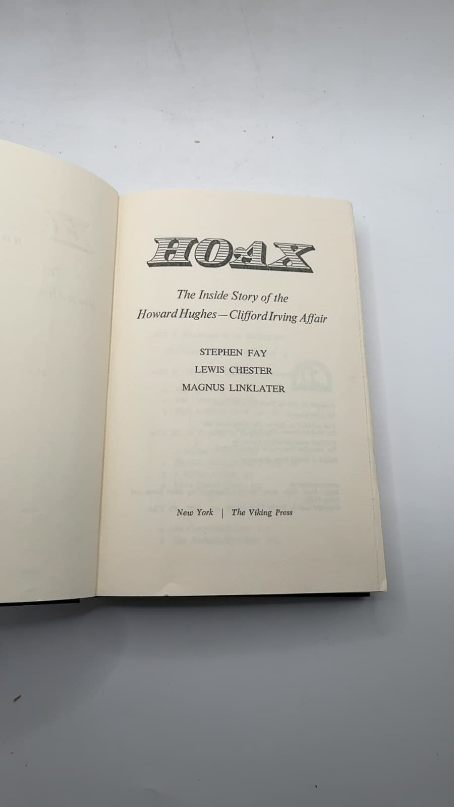 Hoax by Stephen Fay, Lewis Chester, Magnus Linklater - title page
