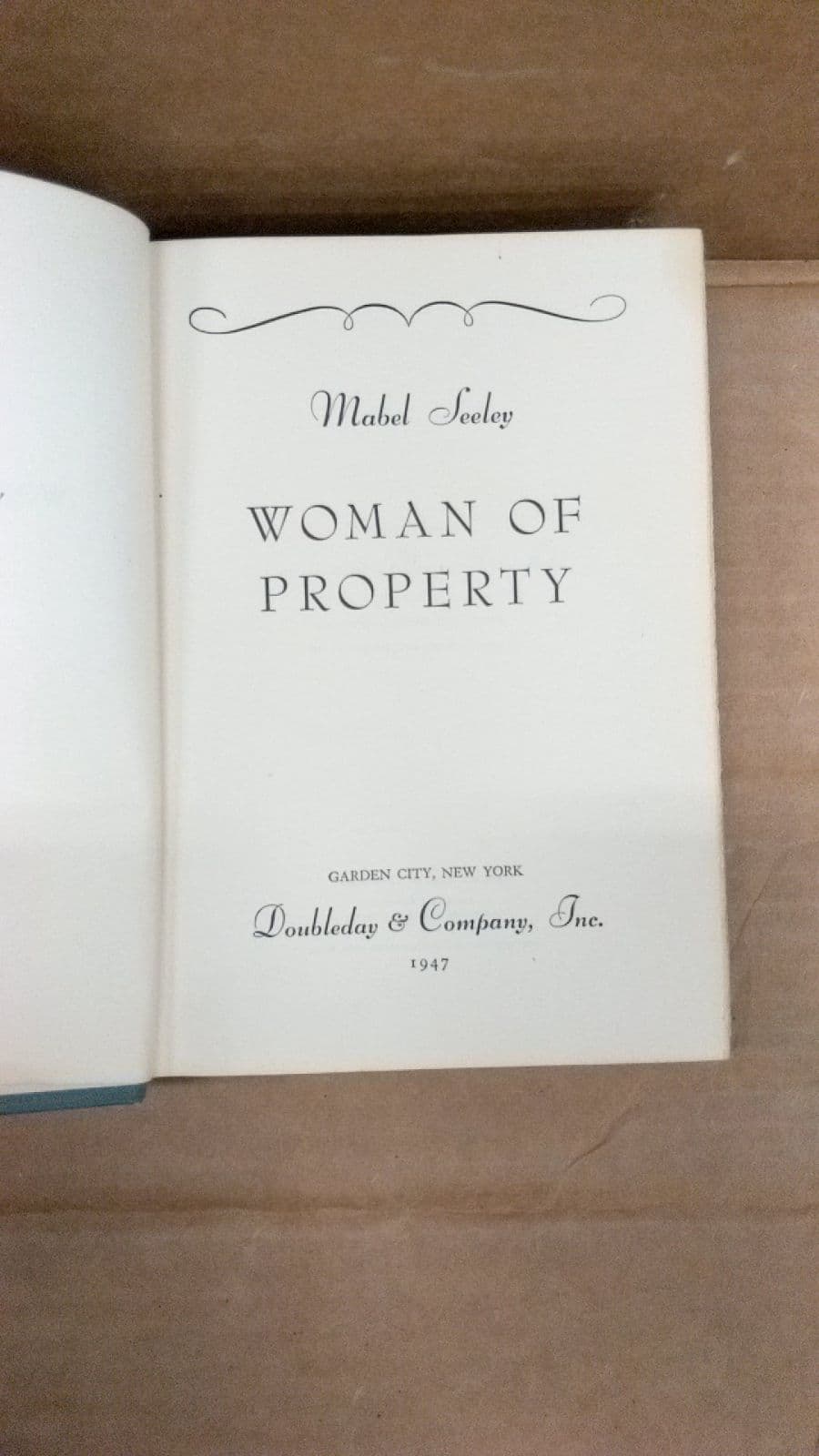 Woman of Property by Mabel Seeley - title page