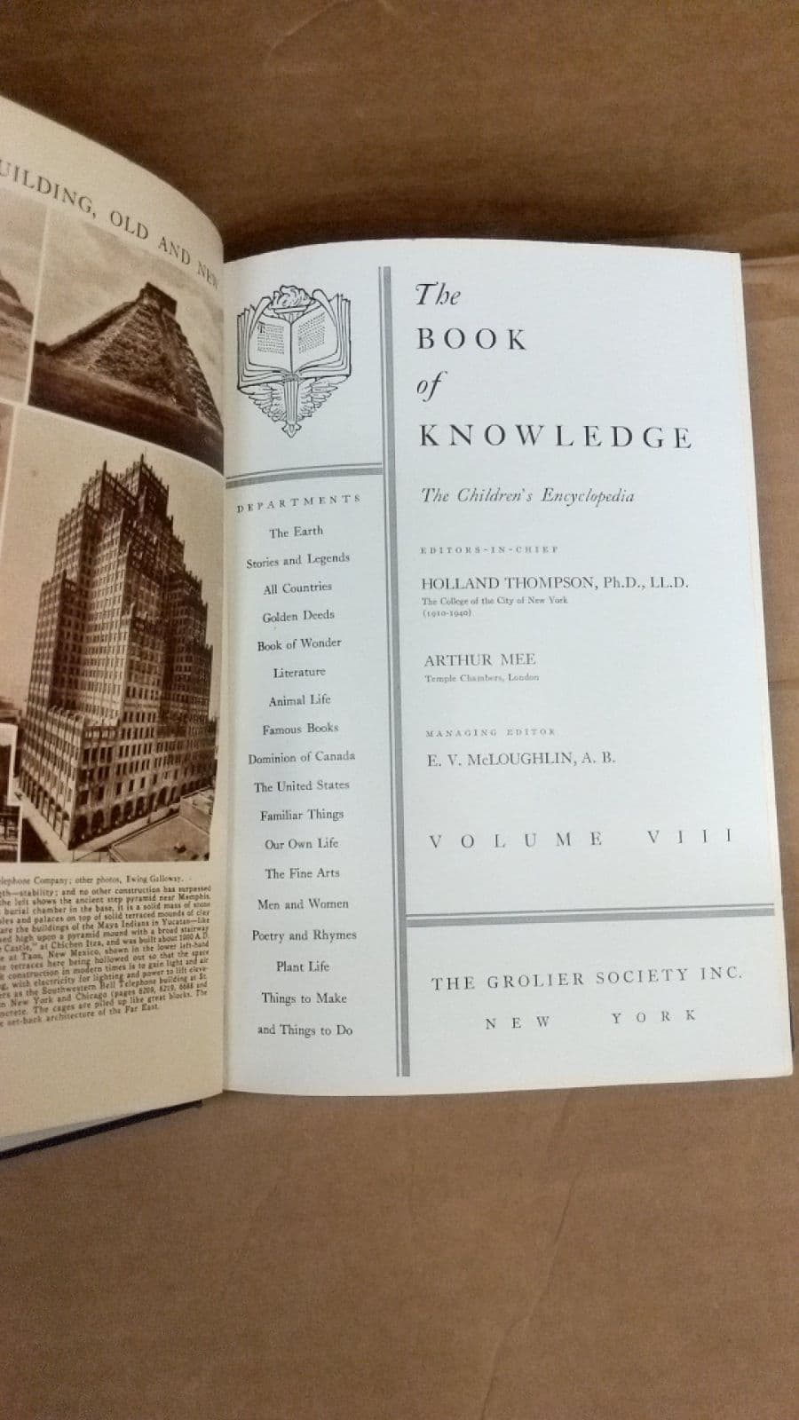 The Book of Knowledge Vol. 8 by Holland Thompson, Ph.D., LL.D. and Arthur Mee - title page