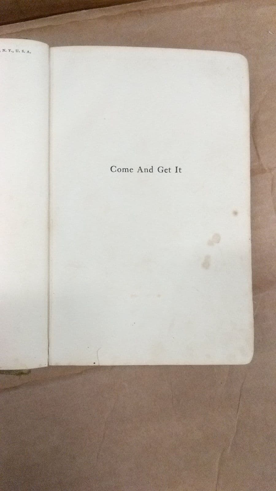 Come And Get It by Edna Ferber - title page