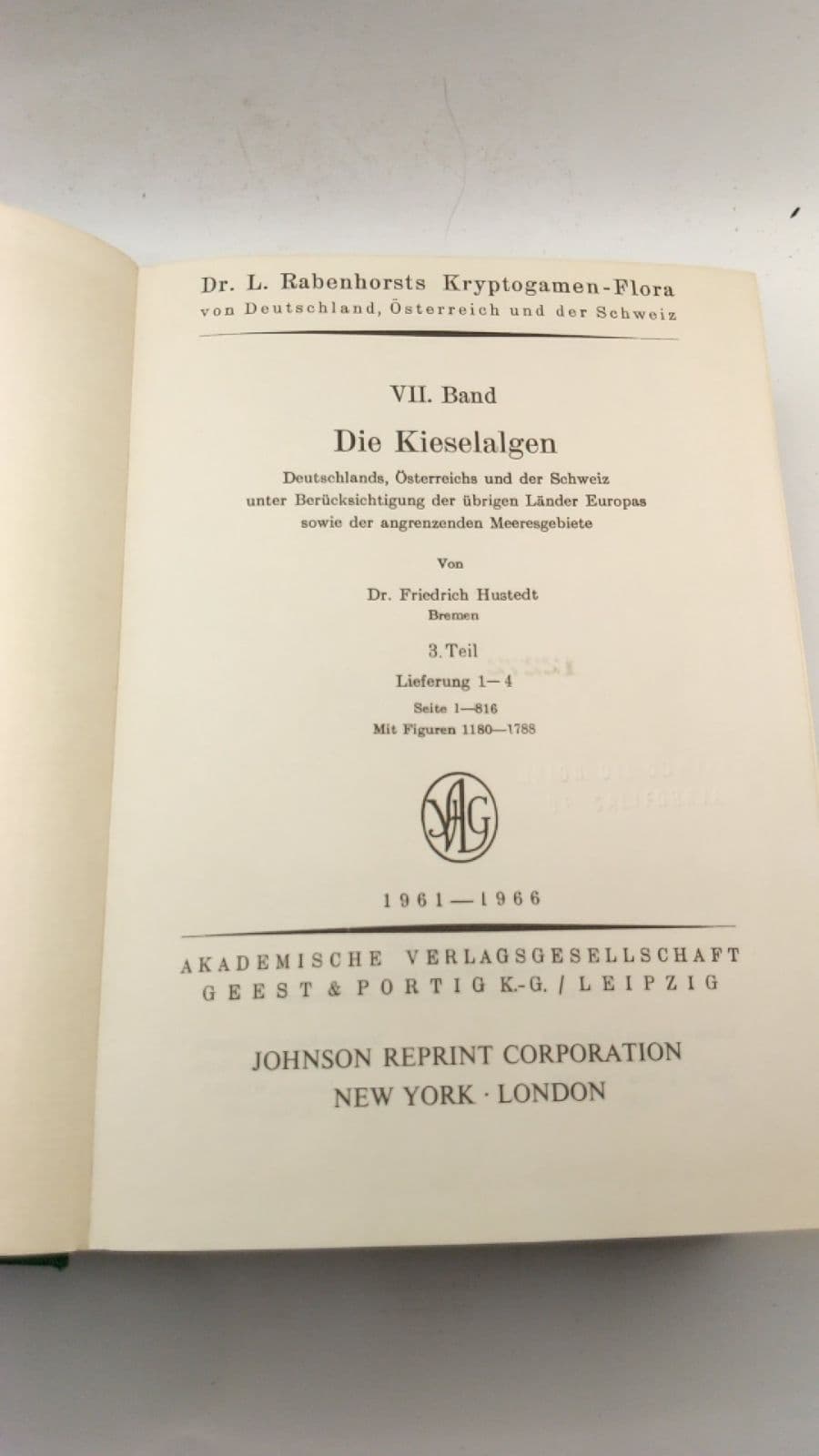 Die Kieselalgen Vol. 7, Part 3 by Dr. L. Rabenhorsts Kryptogamen- Flora - title page