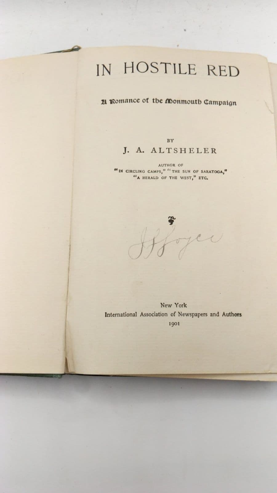 In Hostile Red by J. A. Altsheler - title page