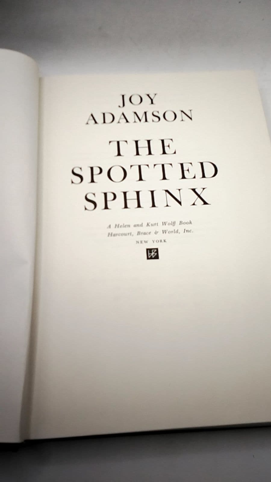 The Spotted Sphinx by Joy Adamson - title page