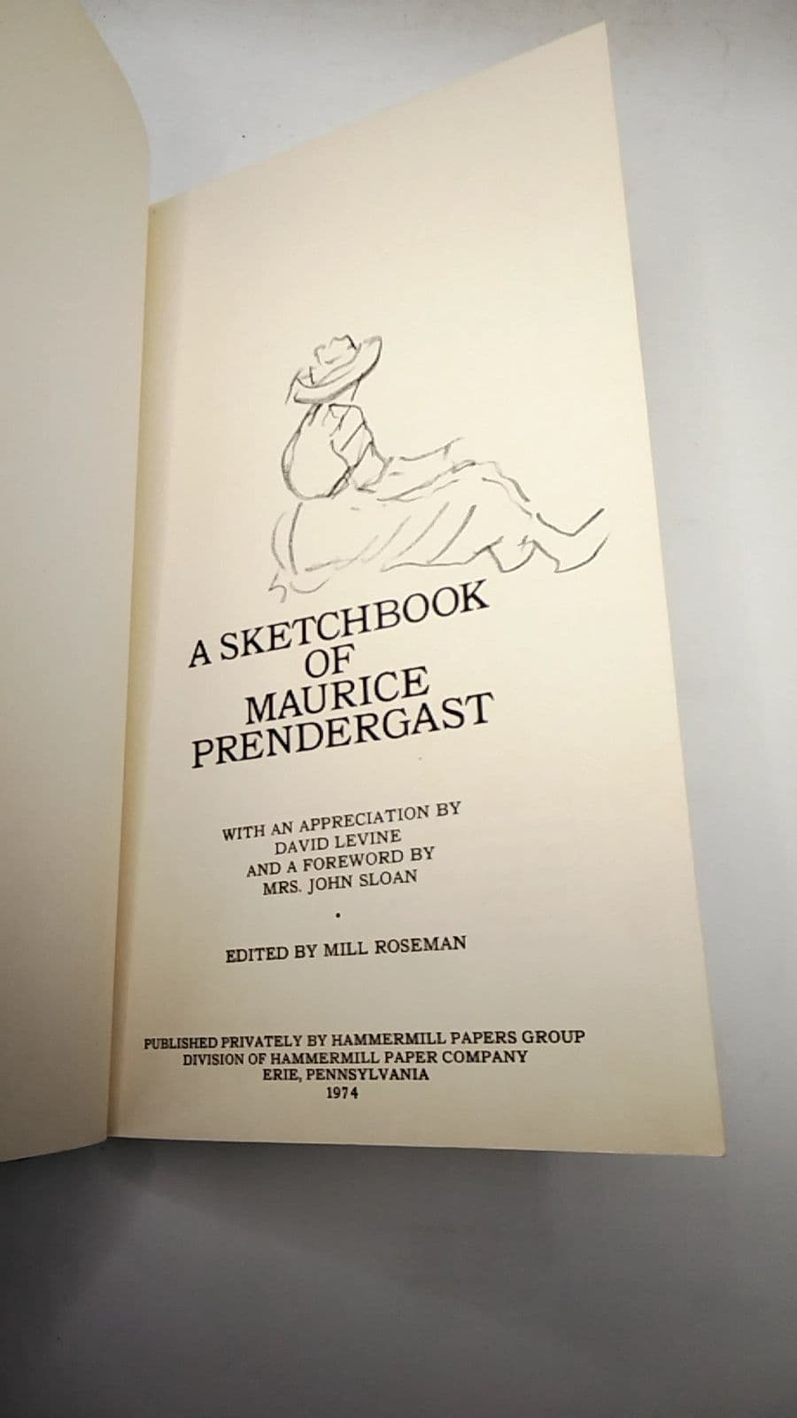 A Sketchbook of Maurice Prendergast by Edited by Mill Roseman - title page