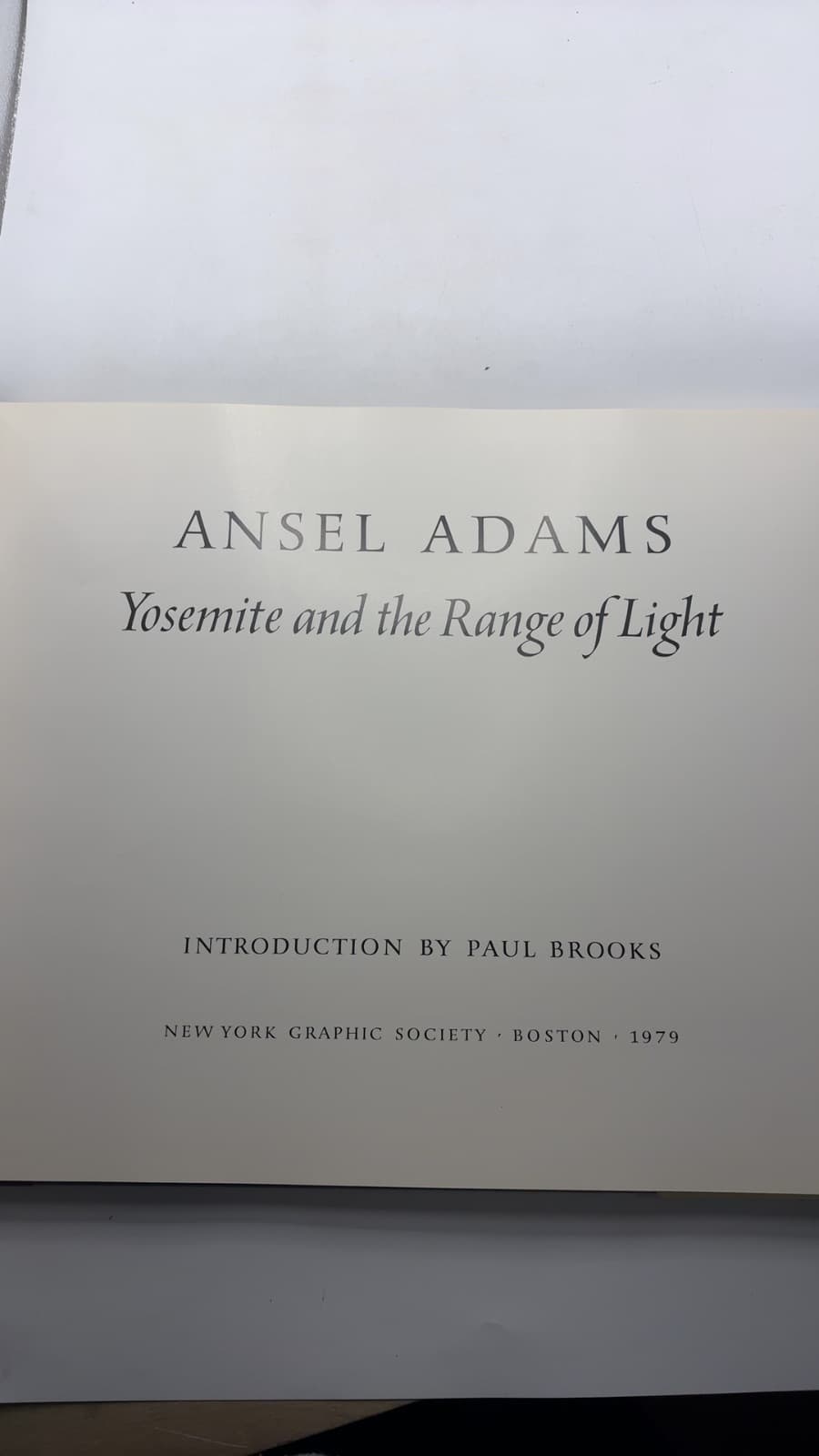 Yosemite and the Range of Light by Ansel Adams - title page