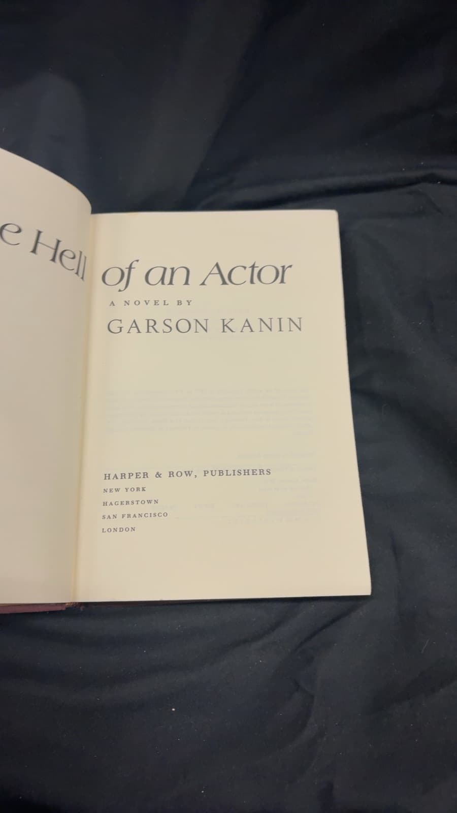 One Hell of an Actor by Garson Kanin - title page