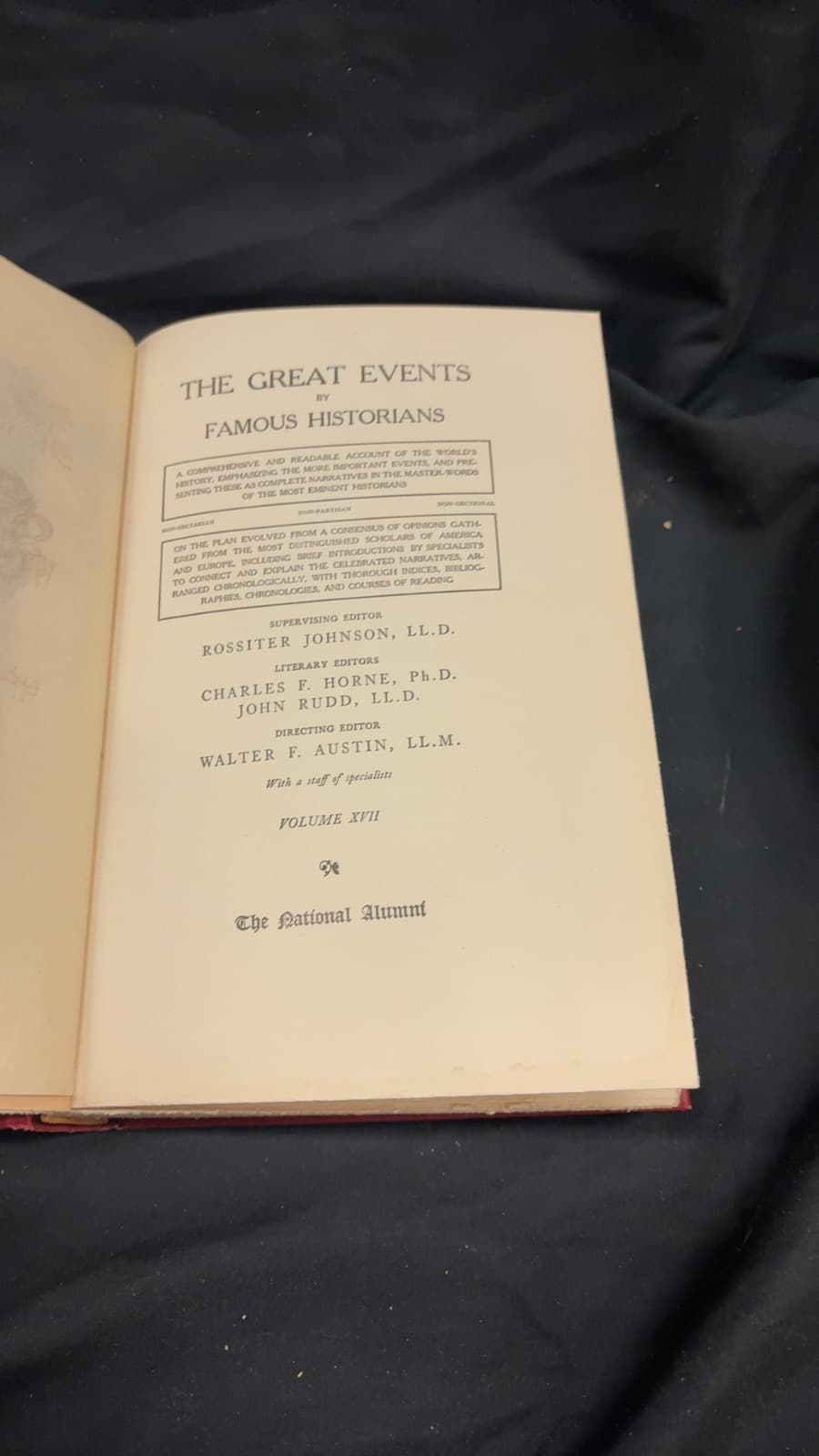 The Great Events by Famous Historians Vol. 17 by Rossiter Johnson, Charles F. Horne, John Rudd, Walter F. Austin - title page