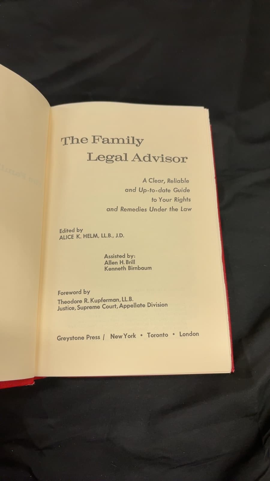 The Family Legal Advisor by Alice K. Helm, LL.B., J.D. - title page