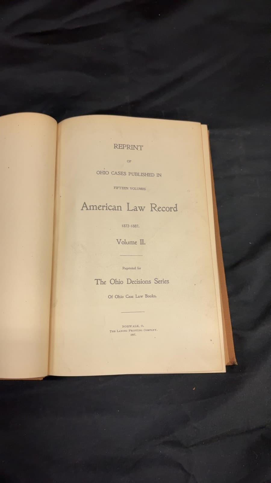 American Law Record Vol. 6 - title page