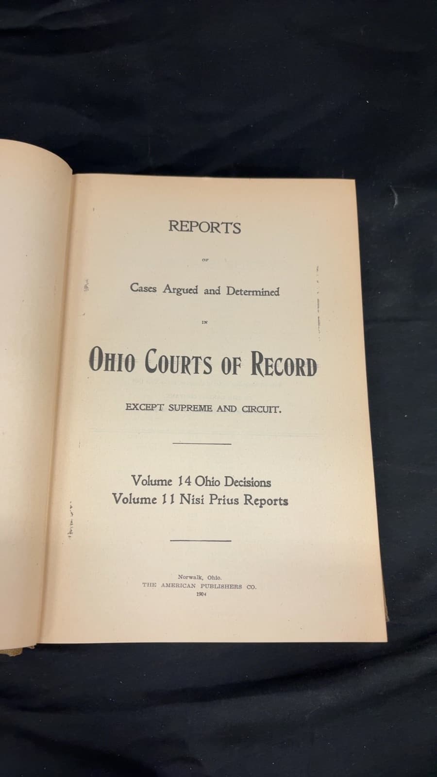Reports of Cases Argued and Determined in Ohio Courts of Record Vol. 11 - title page