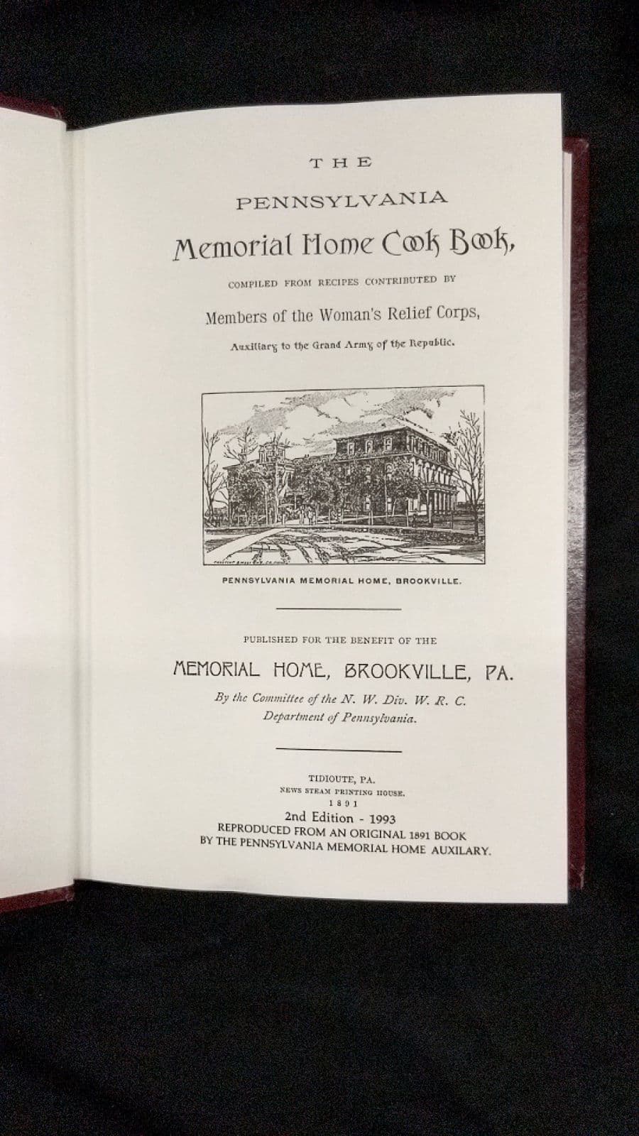 The Pennsylvania Memorial Home Cook Book by Members of the Woman's Relief Corps - title page