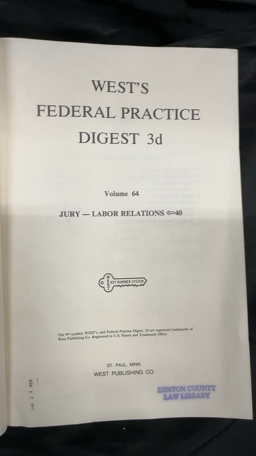 West's Federal Practice Digest 3d - title page