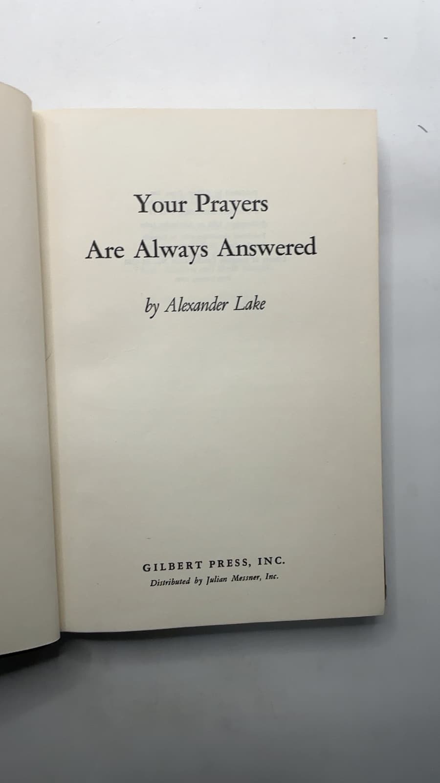 Your Prayers Are Always Answered by Alexander Lake - title page