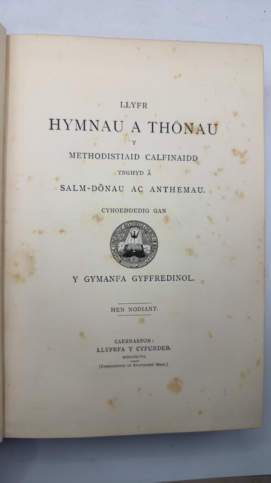 Llyfr Hymnau a Thonau y Methodistiaid Calfinaidd - title page