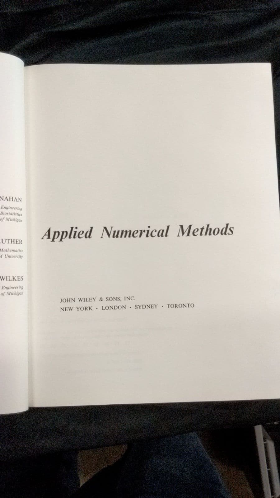Applied Numerical Methods by Brice Carnahan, H. A. Luther, James O. Wilkes - title page