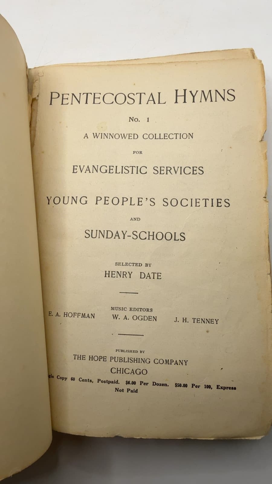 Pentecostal Hymns No. 1 by Henry Date - title page