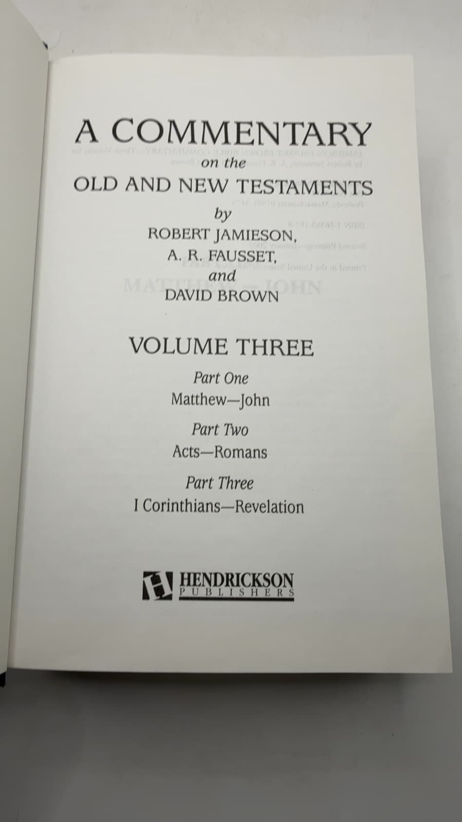 A Commentary on the Old and New Testaments by Robert Jamieson, A. R. Fausset, and David Brown - title page